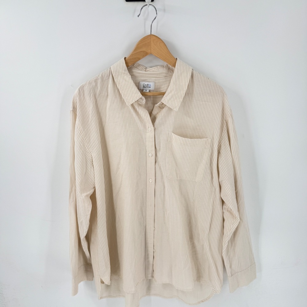 croft & barrow Beige Pinstripe Button-Down Shirt